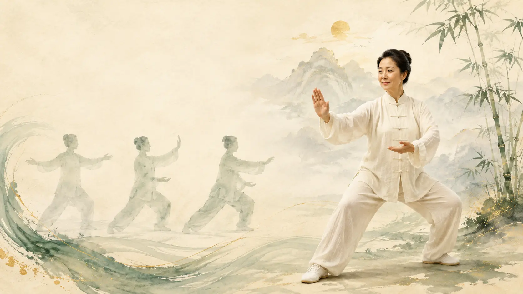 Tai Chi movements including Ward Off, Opening, Cloud Hands and Single Whip